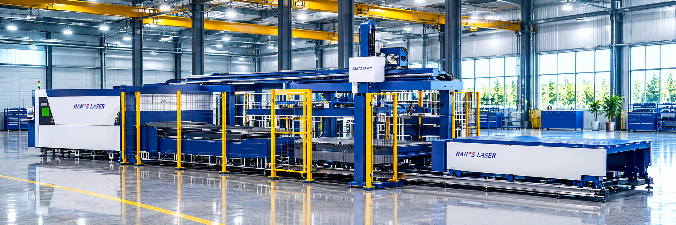 High-Tech Laser Manufacturing Line in a Modern Factory